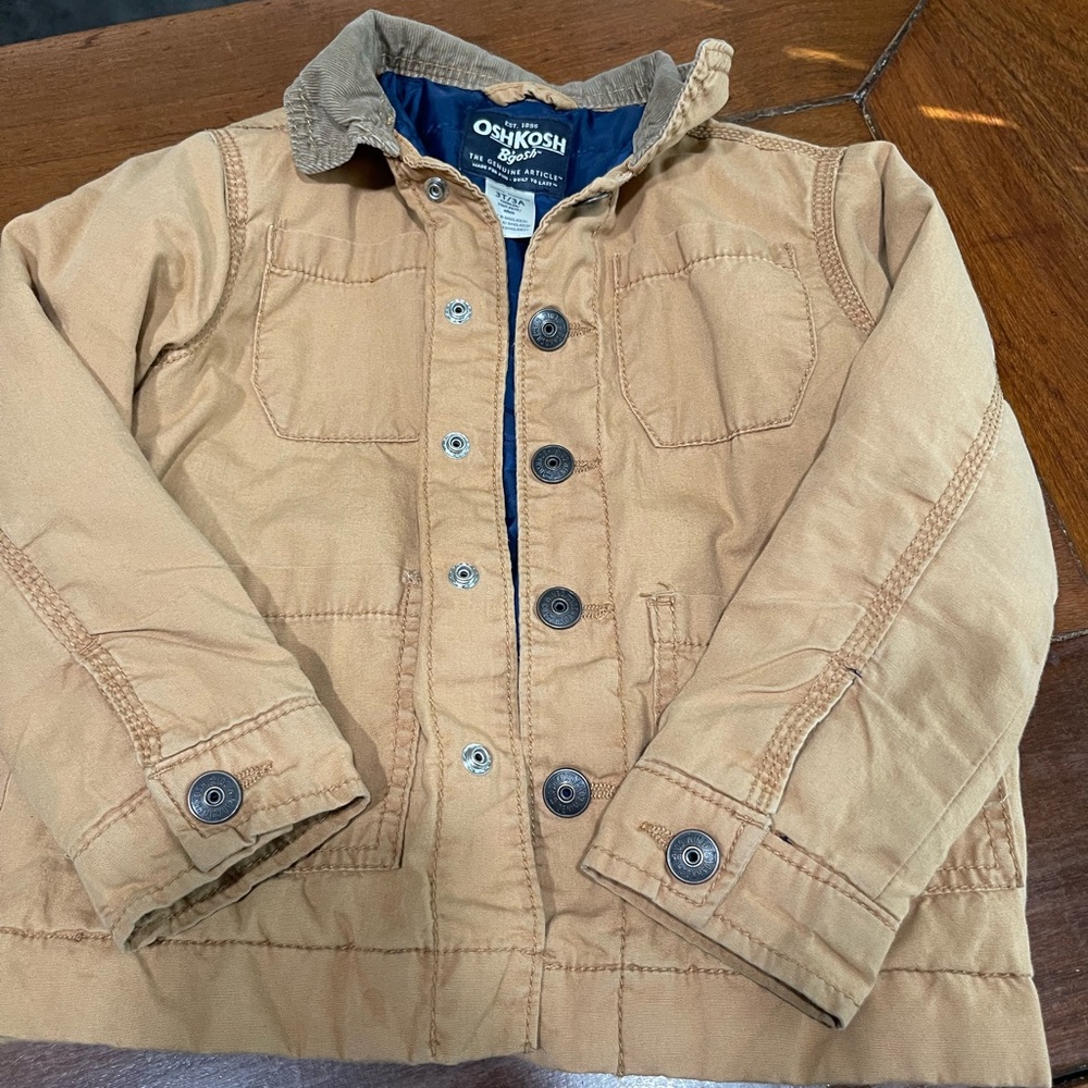 OshKosh B'gosh Kids Tan Button-Front Quilted Jacket 3T